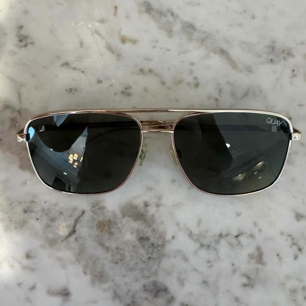 Quay Australia Gold Green Aviator Sunglasses
